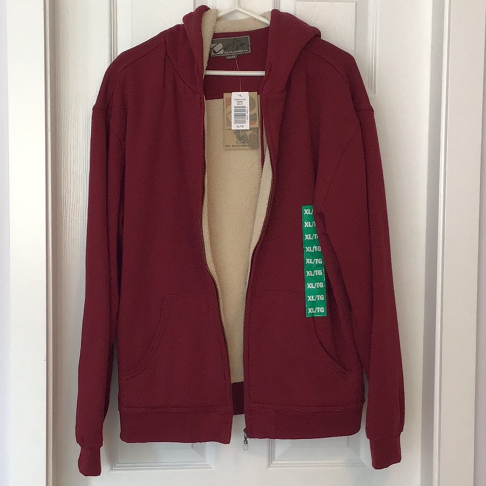 NWT BC Clothing Co men’s red fleece lined hoodie